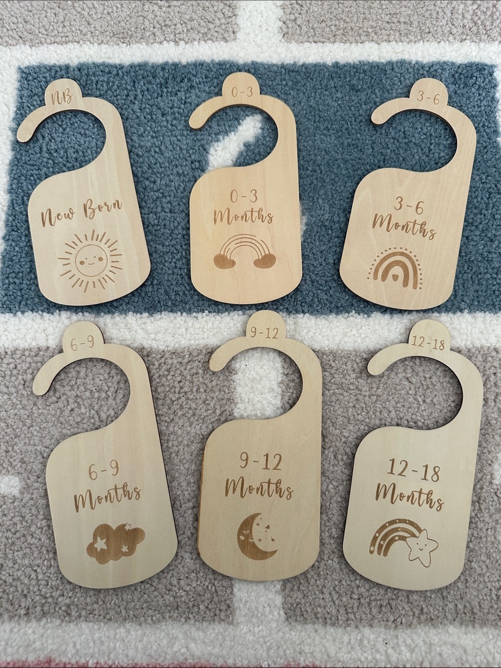 Wooden Baby Closet Dividers - Neutral Nursery Organizers (Set of 6)